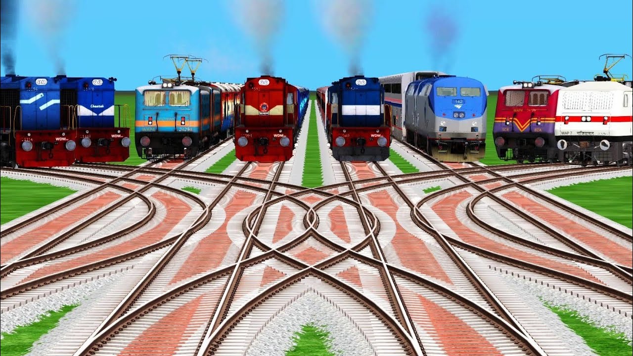 Train Crossing Fast Runing Railroad Tracks l Higher Graphics New Track ll Diamond rail Work Railroad