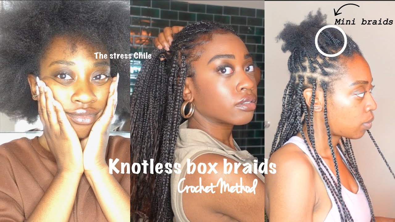 KNOTLESS BRAIDS USING CROCHET METHOD 4c friendly // Beginner Friendly :)