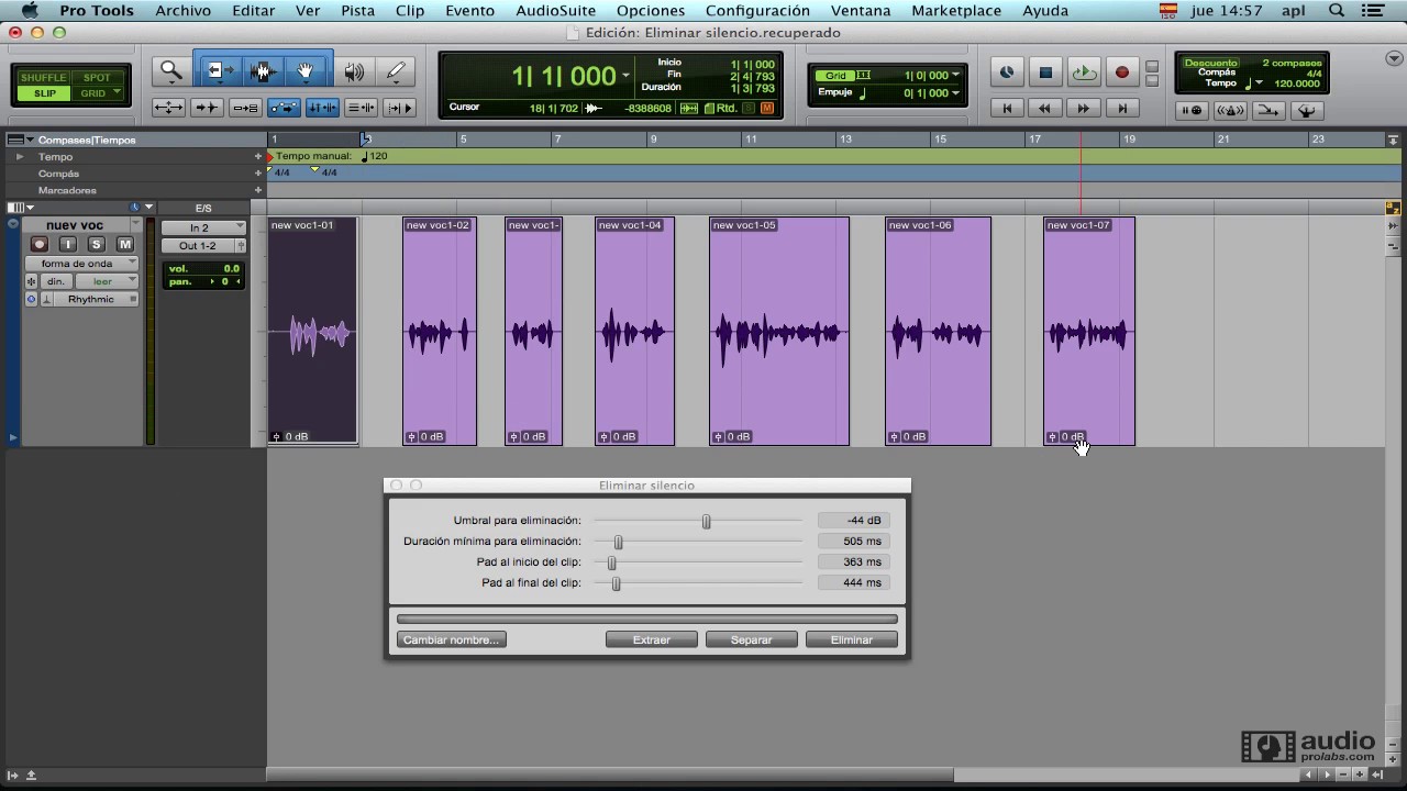 Tutorial edición de audio Pro Tools español - Eliminar silencio
