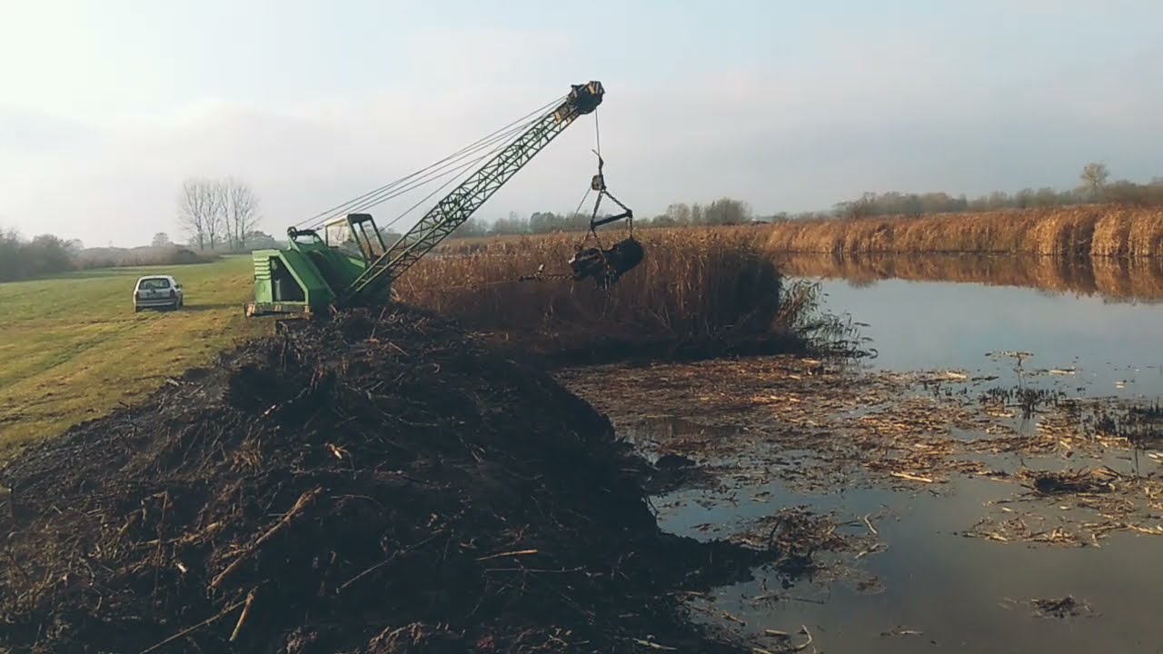 Czyszczenie stawu Koparka linowa KM 251  dźwięk silnika IFA 2 vd