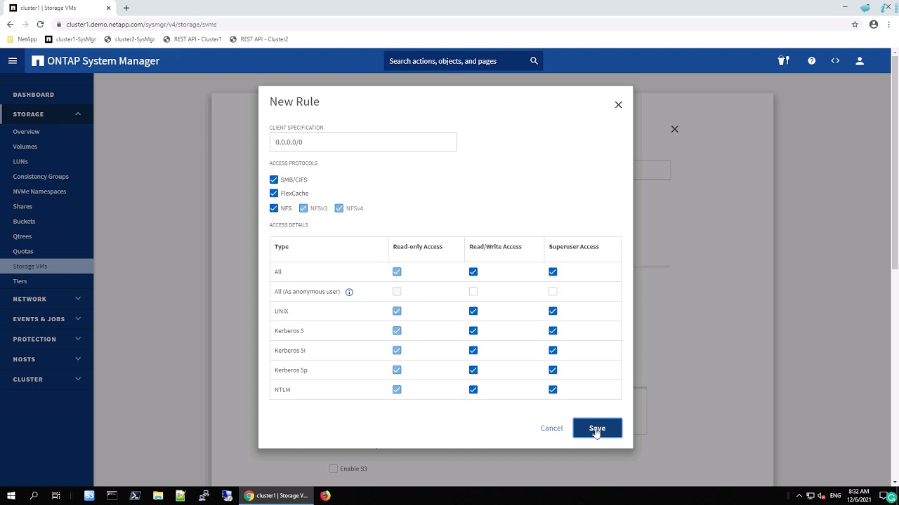 ONTAP 9.10.1 -  UX - Case 4 - Create export policy at time of SVM creation