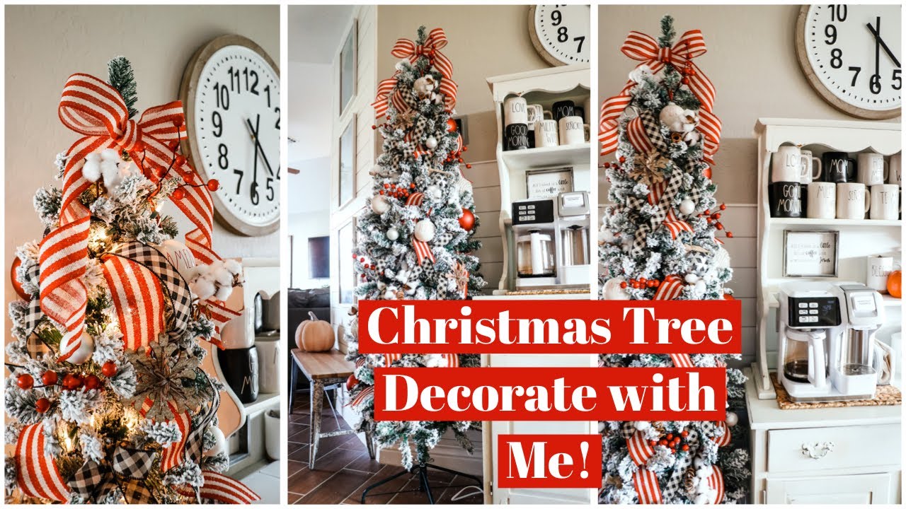Christmas Tree Decorate with Me | Ribbon on Christmas Tree