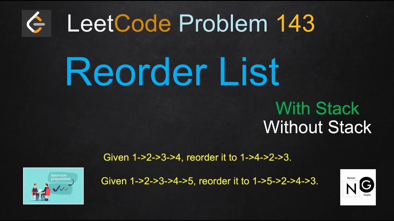reorder list | reorder list leetcode | leetcode 143 | 2 solutions | with stack | reverse second half