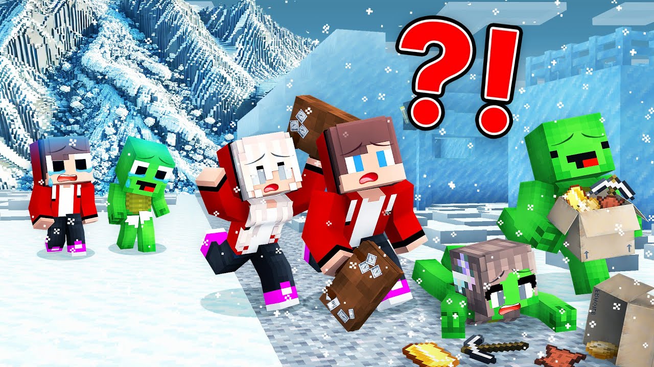 Mikey & JJ Survived The Avalanche Alone in Minecraft (Maizen)