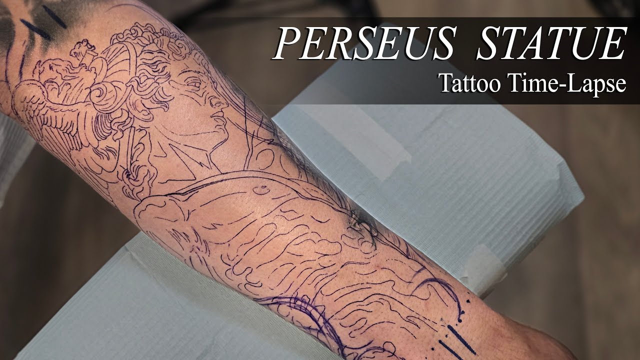 PERSEUS STATUE | Realistic Tattoo Time-Lapse