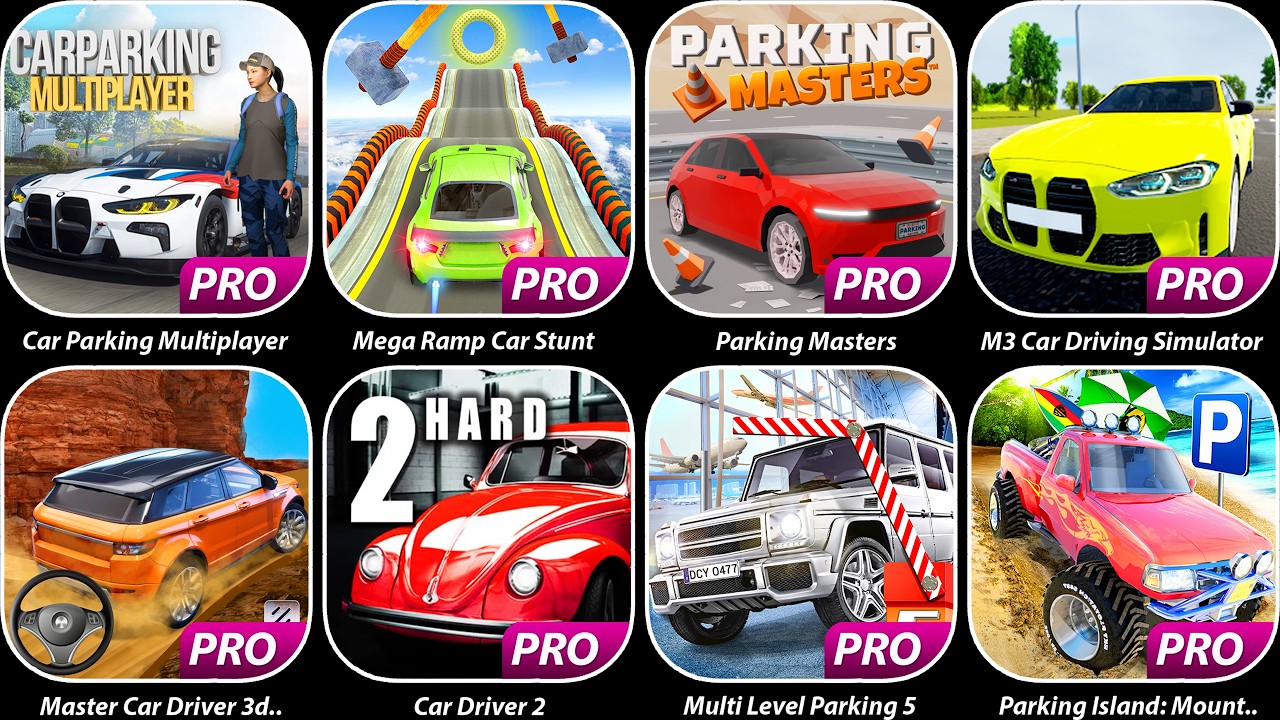 Car Parking Multiplayer,Mega Ramp Car Stunt,Parking Masters,M3 Car Driving Simulator,Car Driver 2