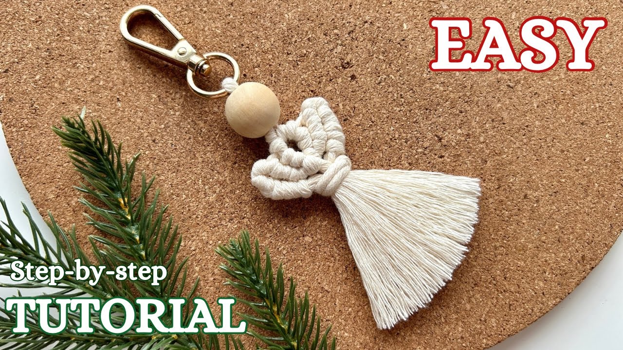 EASY Macrame Angel Step-by-step Tutorial - Keychain or Christmas Ornament for Beginners