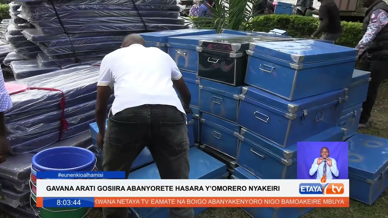 Governor Simba Arati donates buckets, bedsheets, basins, blankets and mattresses to Nyakeiri Boys