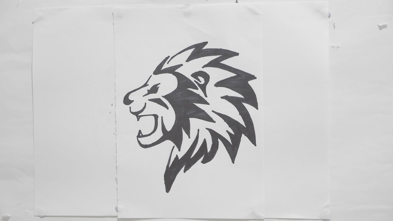 Ep. 115 - How to draw lion head tribal tattoo design #2