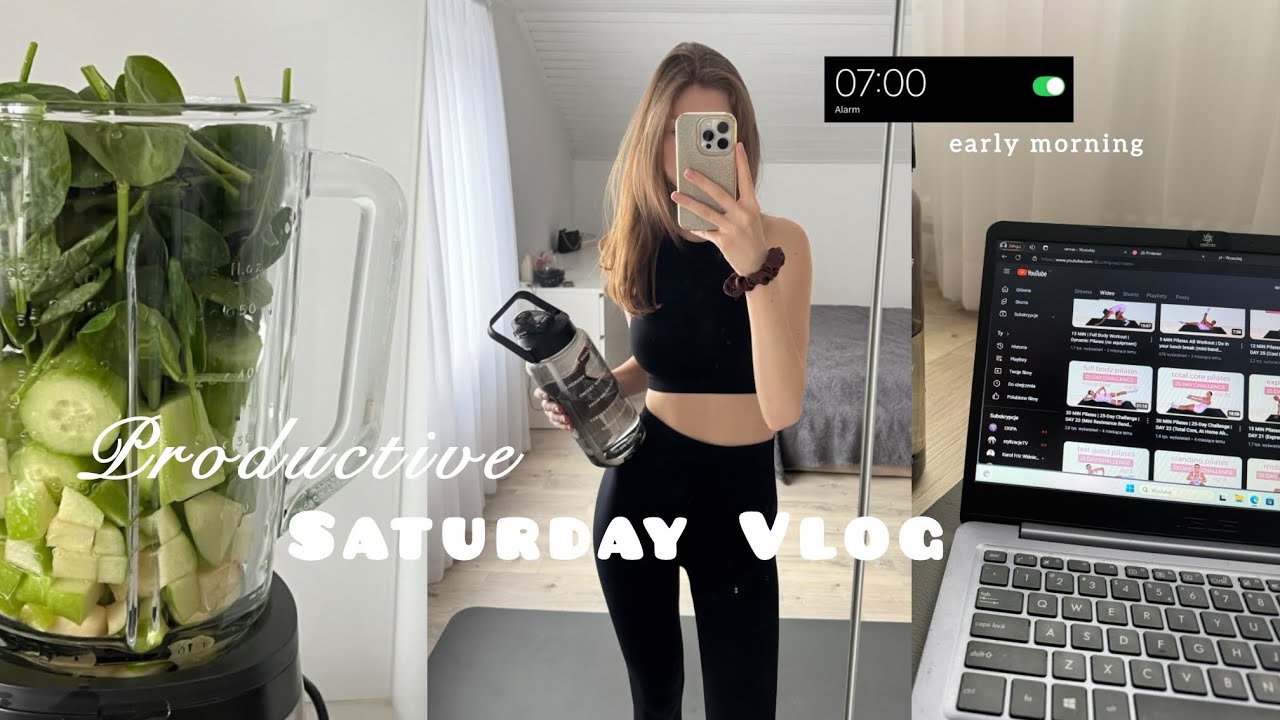 Moja produktywna sobota | 7AM, pilates, smoothie 🍵💗✨