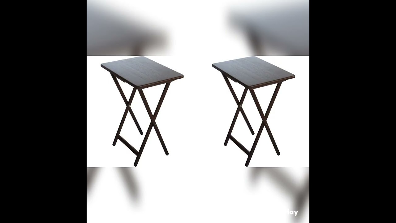 2-Pack Folding TV Tray Table Home Furniture Set in Walnut 19 x 15 x 26 inch