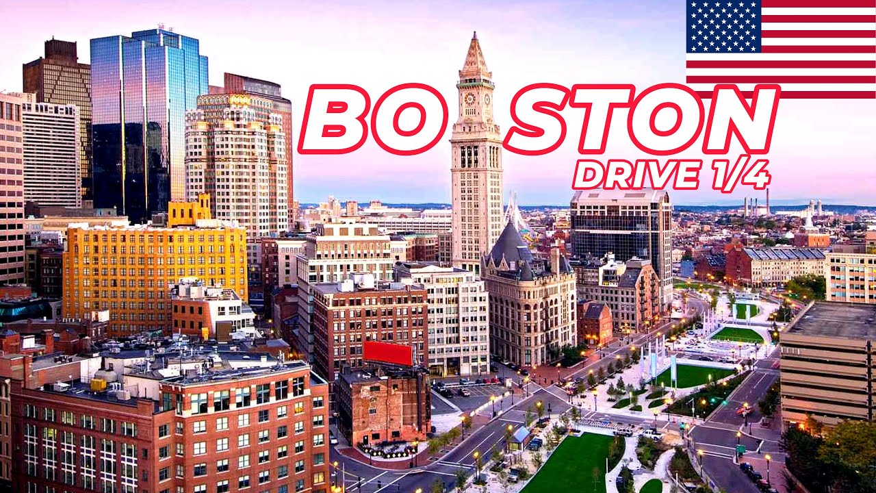 Boston Drive on a Great Day Part 1/4, Massachusetts 4K