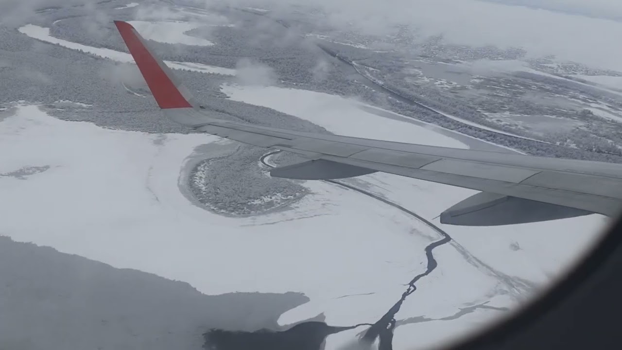 Прибытие в снежный Краснодар Пашковский (KRR) на Airbus A320 рейсом SU2954 на полосу 23L, 31.12.25