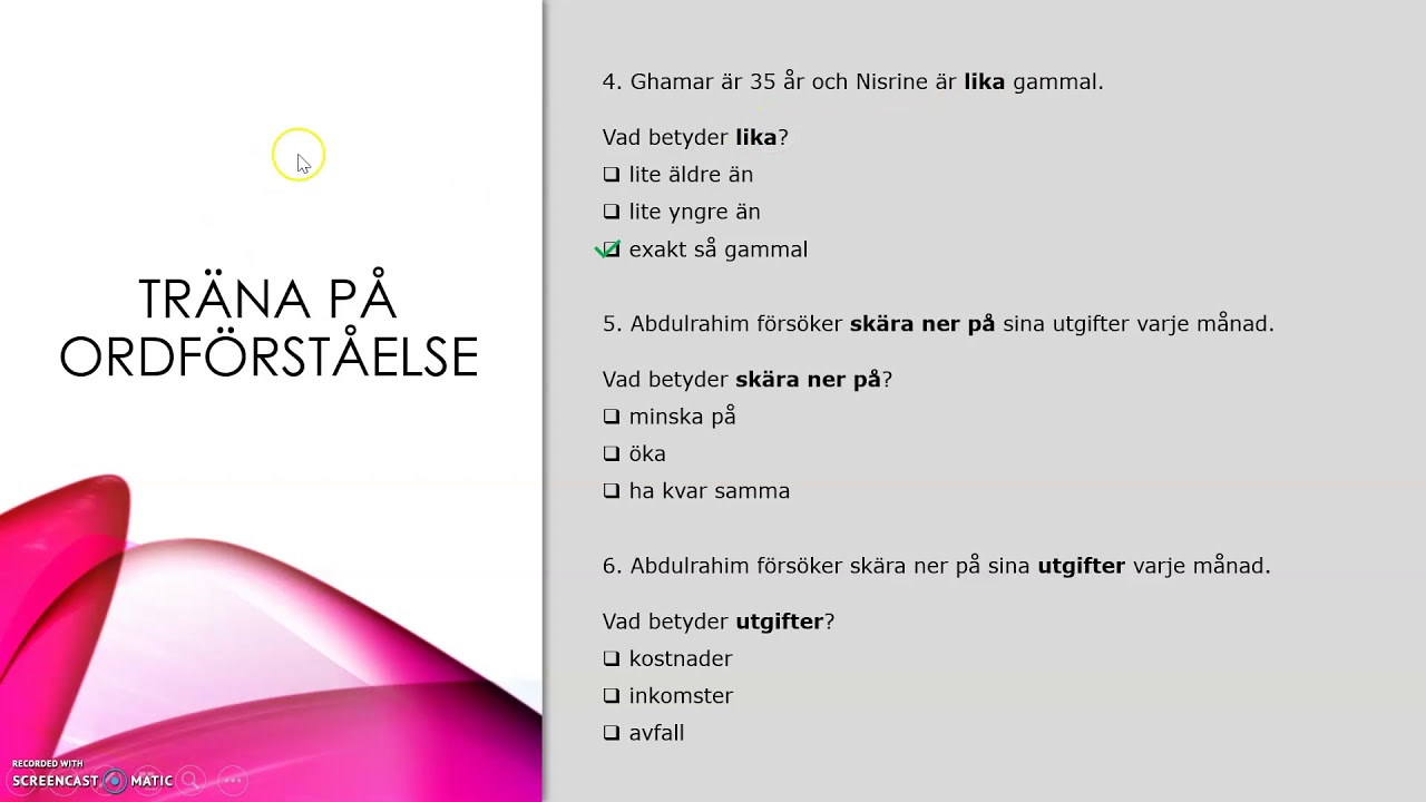 Träna på ordförståelse