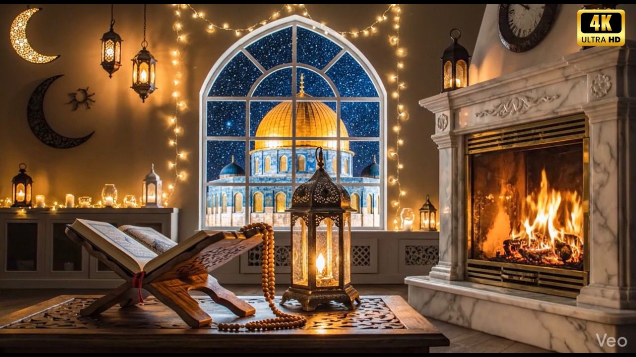 Ramadan Night in Jerusalem Fireplace 🔥✨ | ليلة رمضان في القدس مع أجواء الشومينيه الدافئة