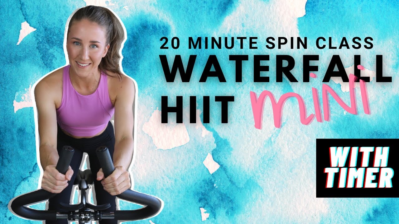 20 MINUTE SPIN CLASS: WATERFALL HIIT MINI | INDOOR CYCLING WORKOUT (WITH TIMER)