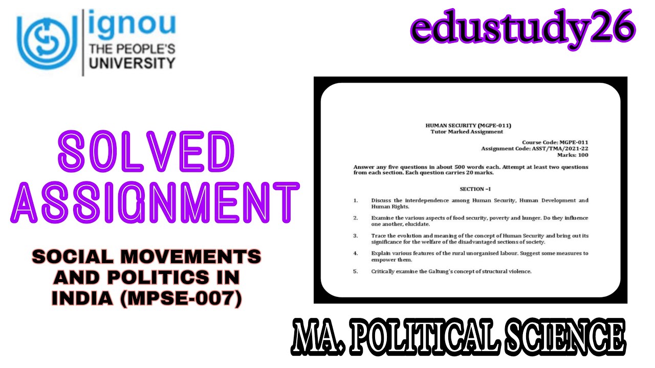 MPSE-007 |SOCIAL MOVEMENTS AND POLITICS IN INDIA | solved assignment | IGNOU | MA | 2021-22
