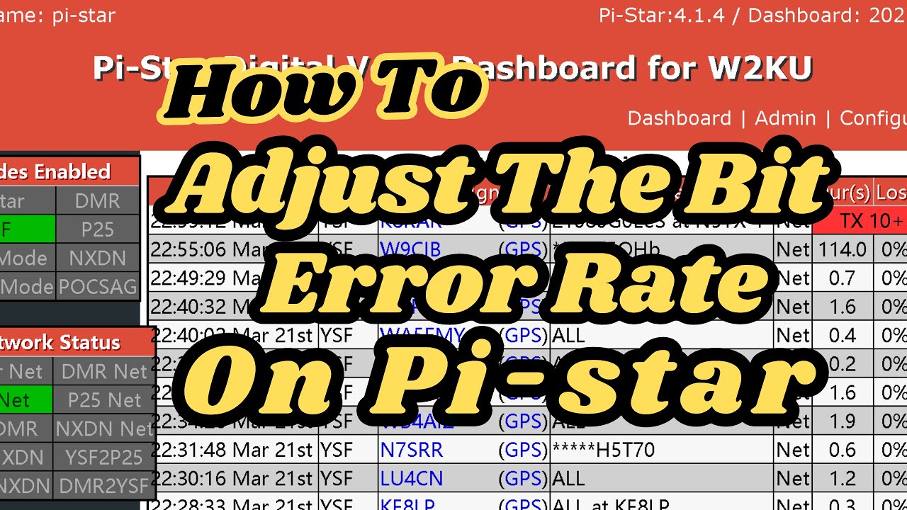 HOW TO ADJUST THE BIT ERROR RATE ON PI-STAR / ADJUST BER ON PI-STAR