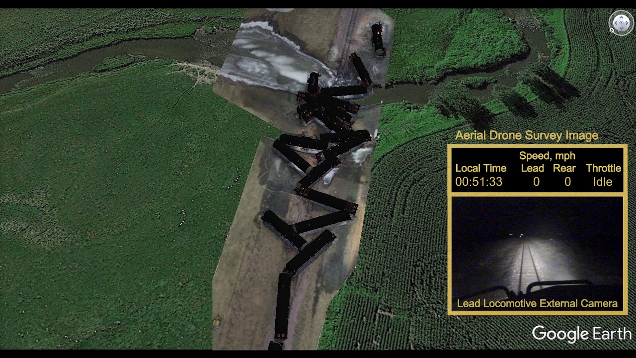 NTSB Animation of the Union Pacific Railroad Unit Ethanol Train Derailment near Graettinger, Iowa