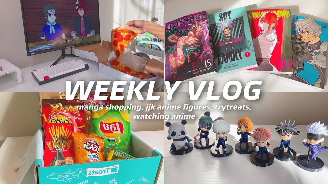 weekly vlog : manga shopping, jjk anime figures, trytreats, watching anime !
