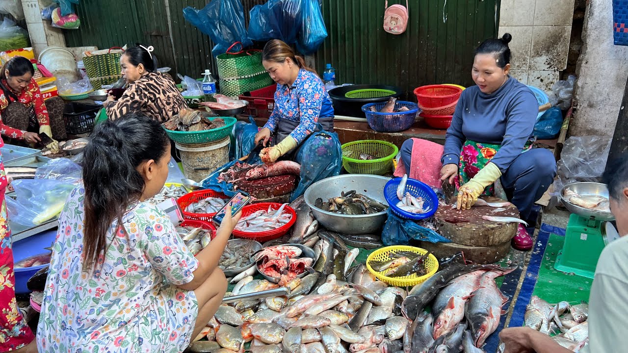 Cambodian Market Life, Fresh Seafood & Meat Market, Real Khmer Street Food Tour