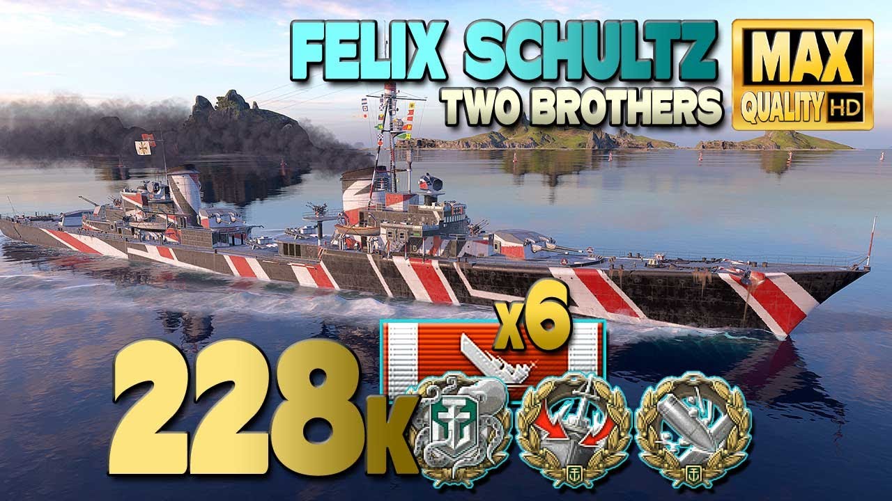 Niszczyciel Felix Schultz, w środku Dw&oacute;ch braci - World of Warships