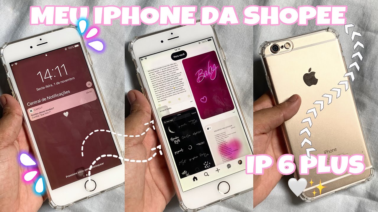 meu novo IPHONE 6 Plus da Shopee 2024! 💗📲✨ mostrando tudo!💋