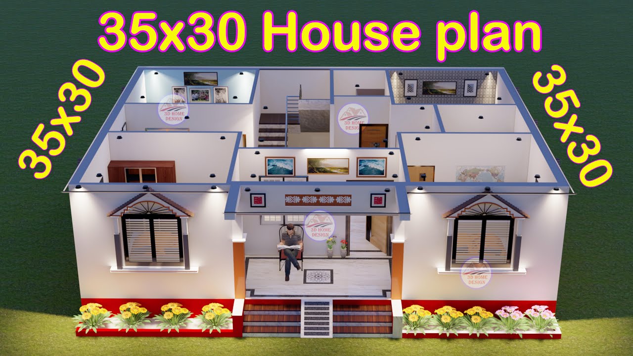 35x30 हाउस डिज़ाइन II 4Bhk House Design II Village Home plan idea