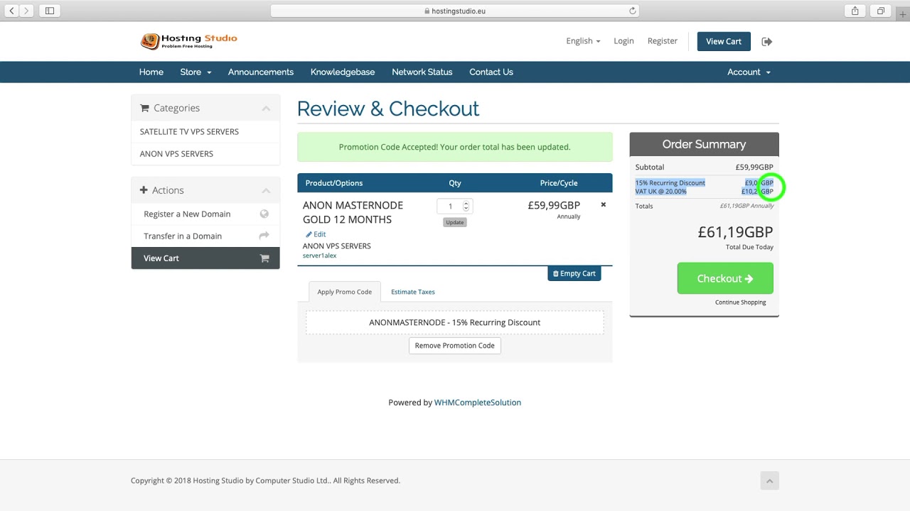 HOW TO ORDER YOUR ANON MASTERNODE VPS FROM HOSTING STUDIO