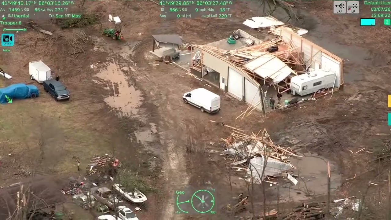 Michigan State Police survey destruction from March tornado