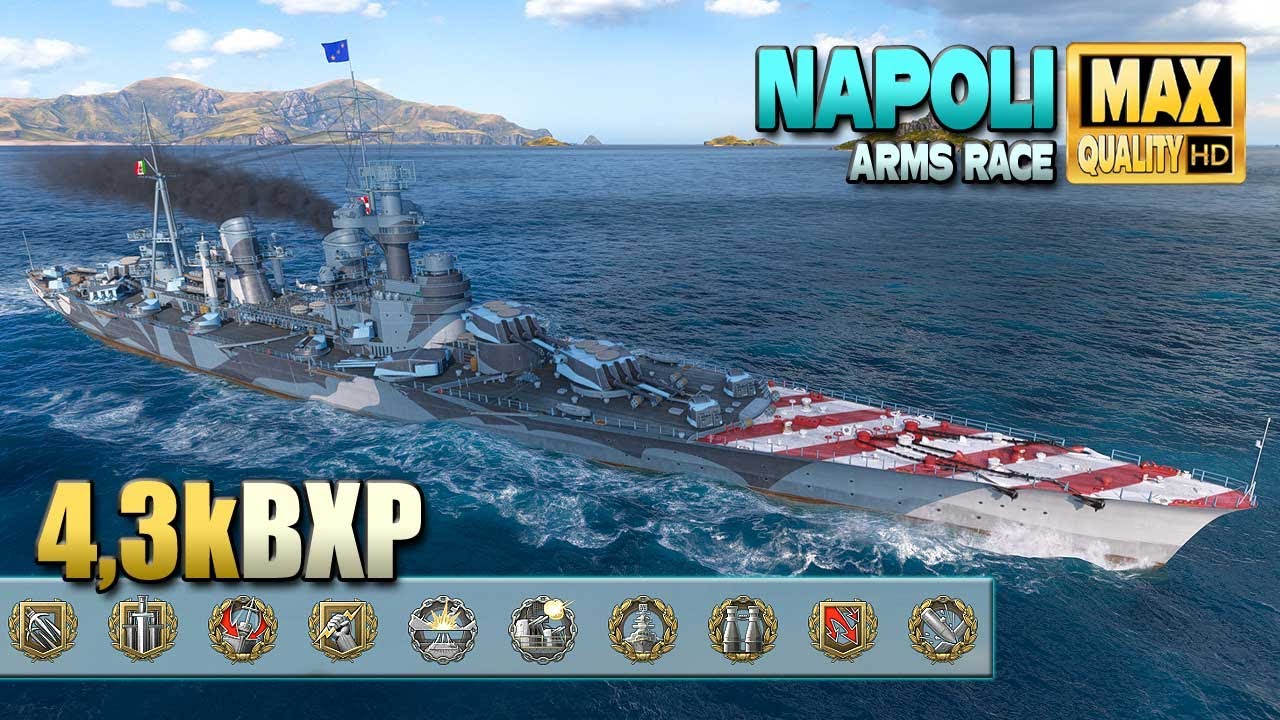 Крейсер Napoli с хорошими характеристиками 4,3k BXP - World of Warships