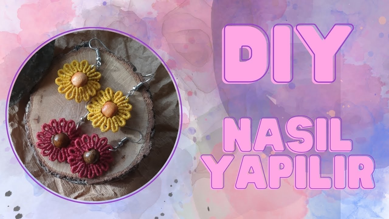 Makrome Papatya Küpe Yapımı/ Macrame Daisy Earring Tutorial / DIY