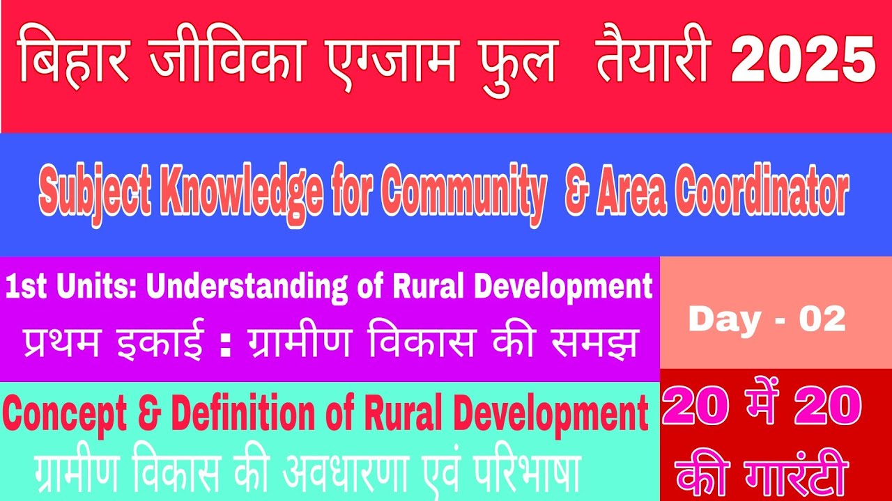 Bihar jeevika Exam 2025 | Concept & Definition of RD | CC & AC Special Topic | #kkofficialbihar