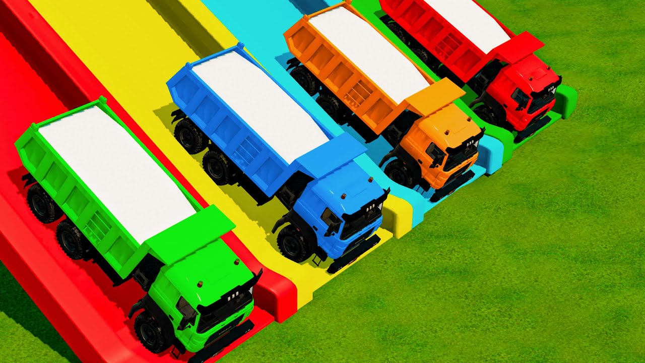 Slide With COLORS - Snow Work ON SLIDE with TRUCKS - Farming Simulator 22