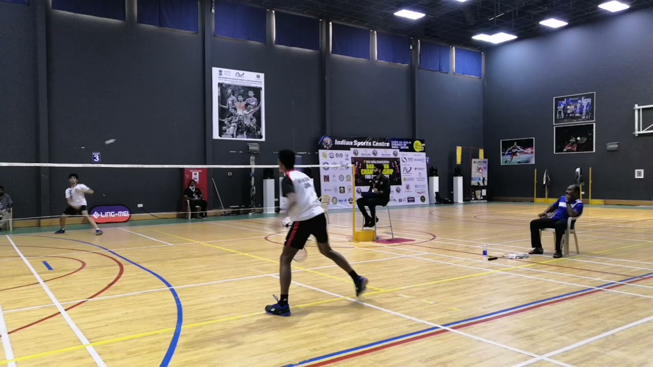 arjun shine vs Nishanth, boys singles badminton match.