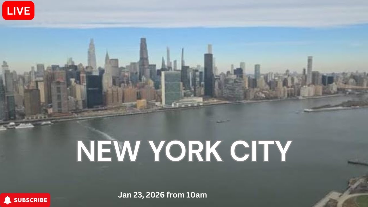 LIVECAM, New York City, Manhattan Skyline, Jan 23, 2026 from 10am