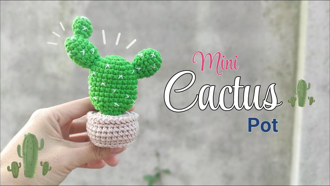 Crochet a mini cactus pot🌵🌵🌵 #amigurumi #handmade #diy #crochet #cactus
