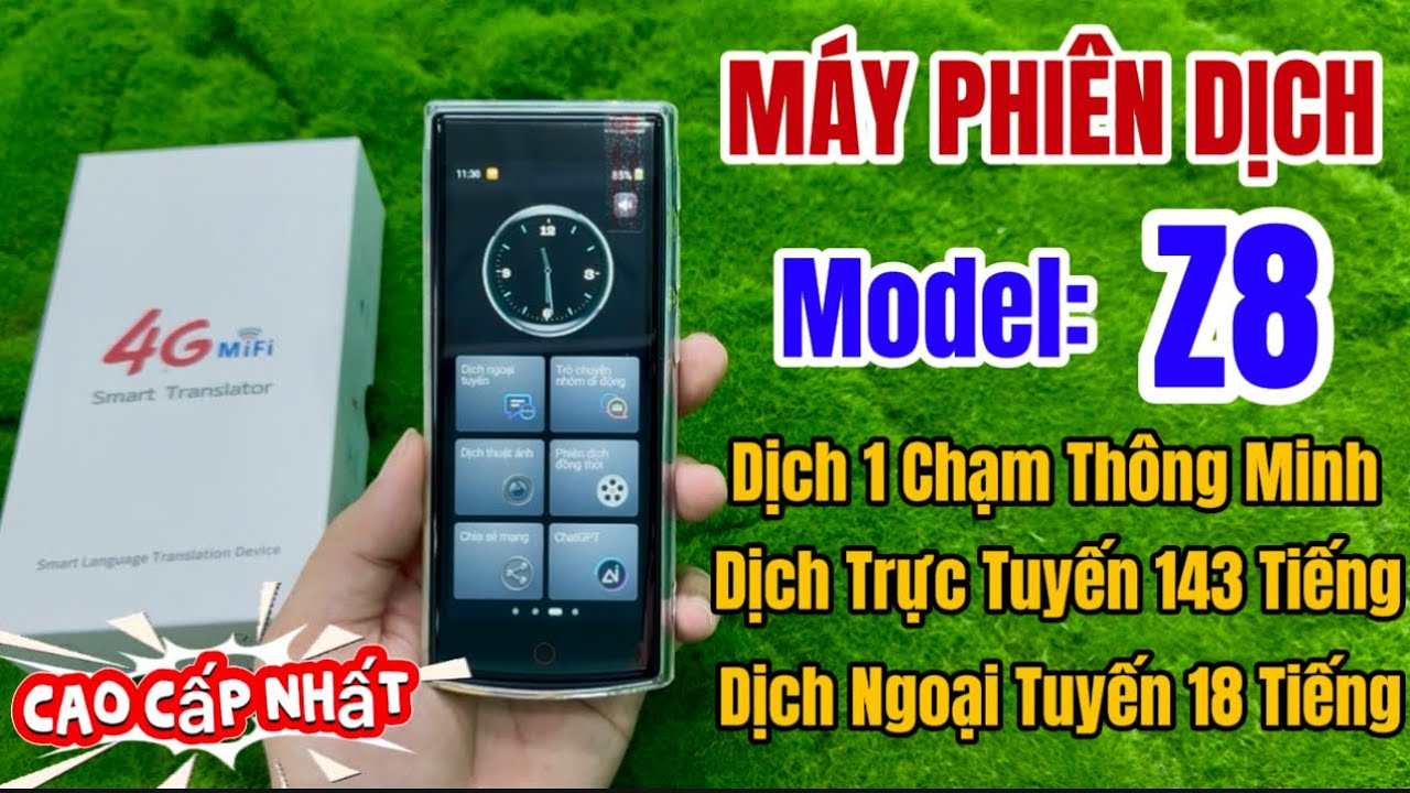 Máy Phiên Dịch Ngôn Ngữ Z8 Phiên Bản Cao Cấp Nhất, Dịch 1 Chạm Thông Minh, Lắp Sim Đa Quốc Gia