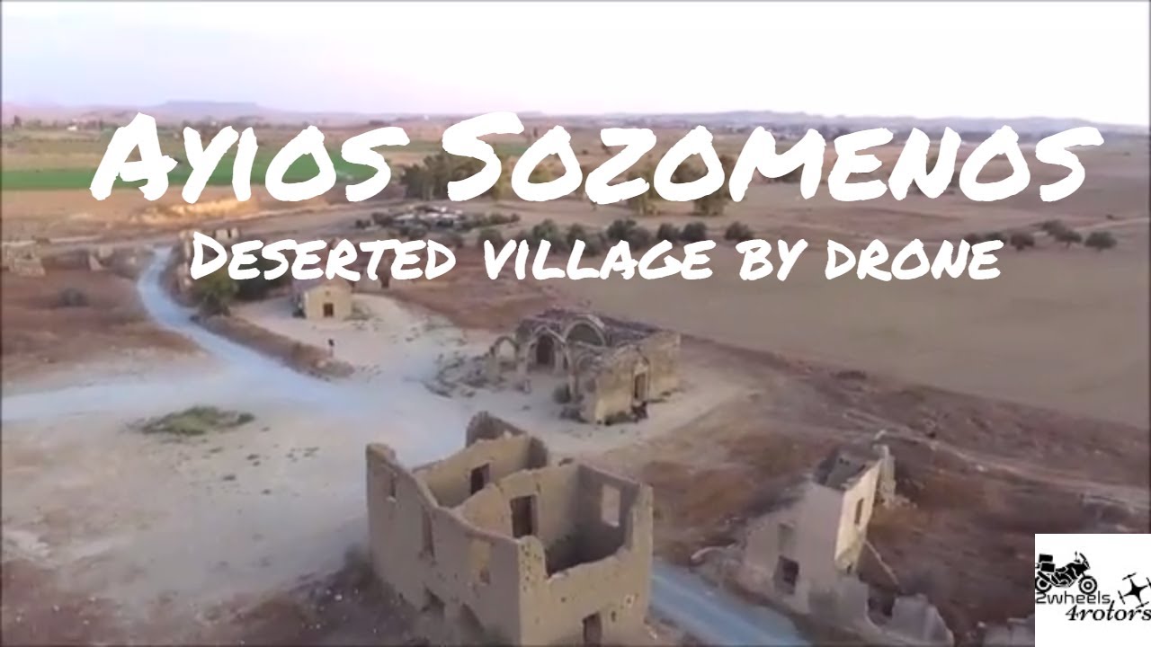 Ayios Sozomenos deserted village from drone