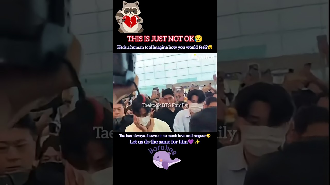 Tae was mobbed at the airport today🥺 - 04/07/2025 | Hope he is ok💜✨ #taehyung #btsv #tae