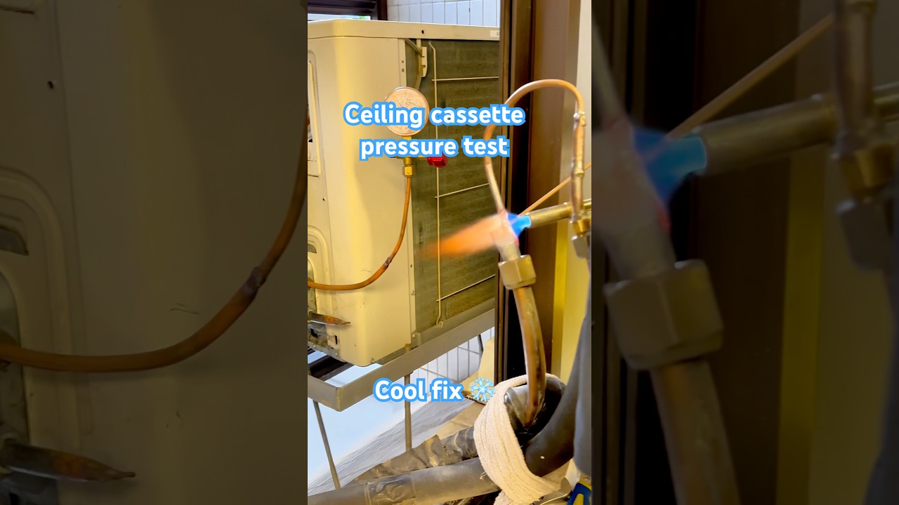 ⚡️ Ceiling cassette pressure test #aircon #acrepair #coolingtips