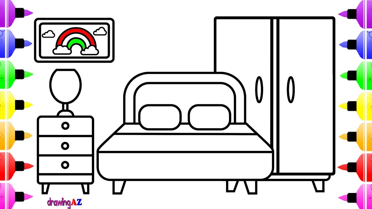 How to Draw Bedroom |  Coloring Book