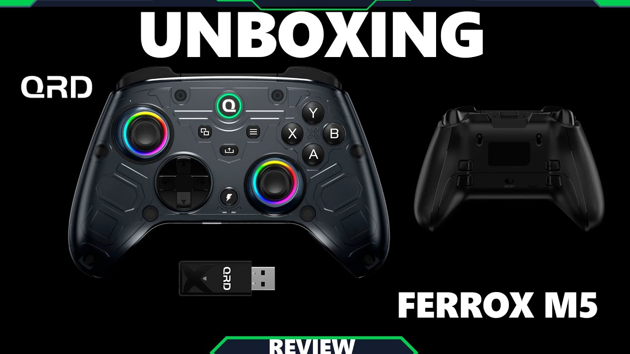 Unboxing review del QRD Ferrox M5, pad de XBOX/PC/IOS/SWITCH/ANDROID, efecto Hall, inalámbrico.