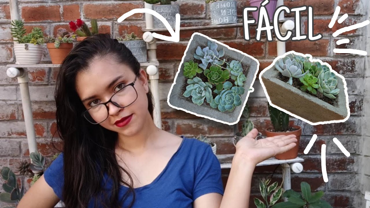 Arreglo de suculentas o cactus en MACETA desde CERO 😱😱😱 | Molde GRATIS para maceta de cemento 🌵🌼☘️