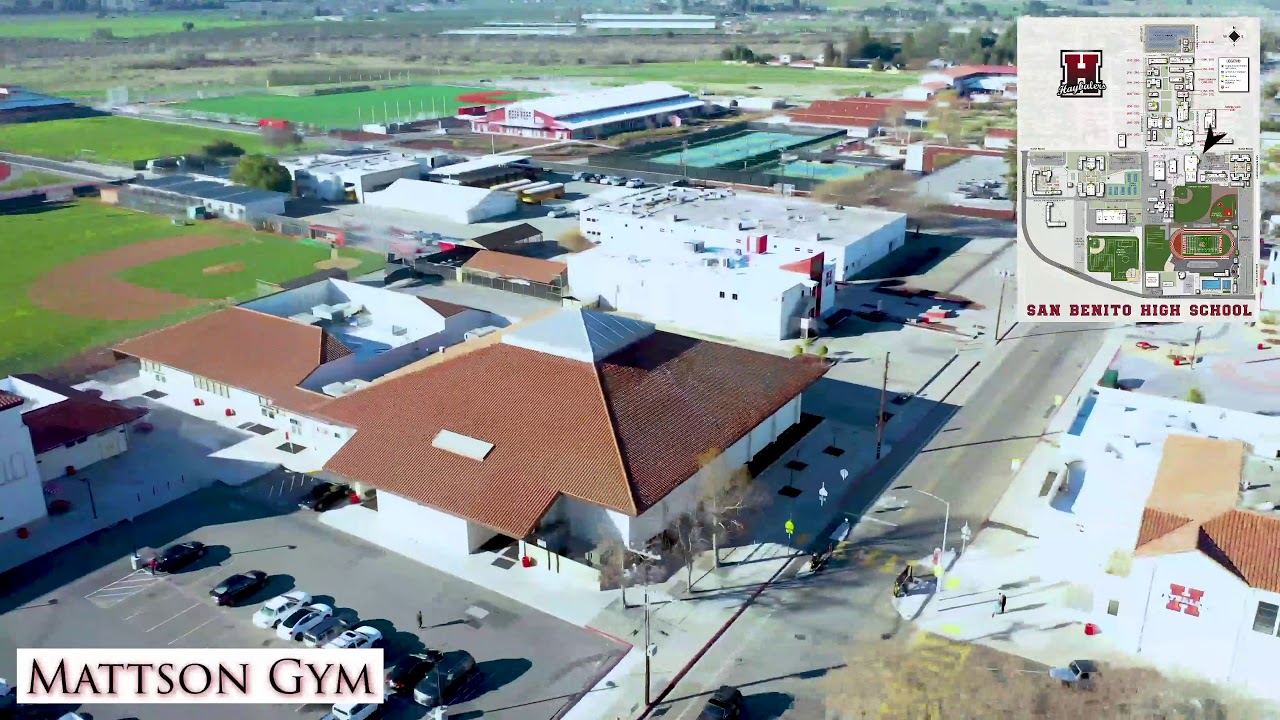 Overhead campus tour of San Benito High School