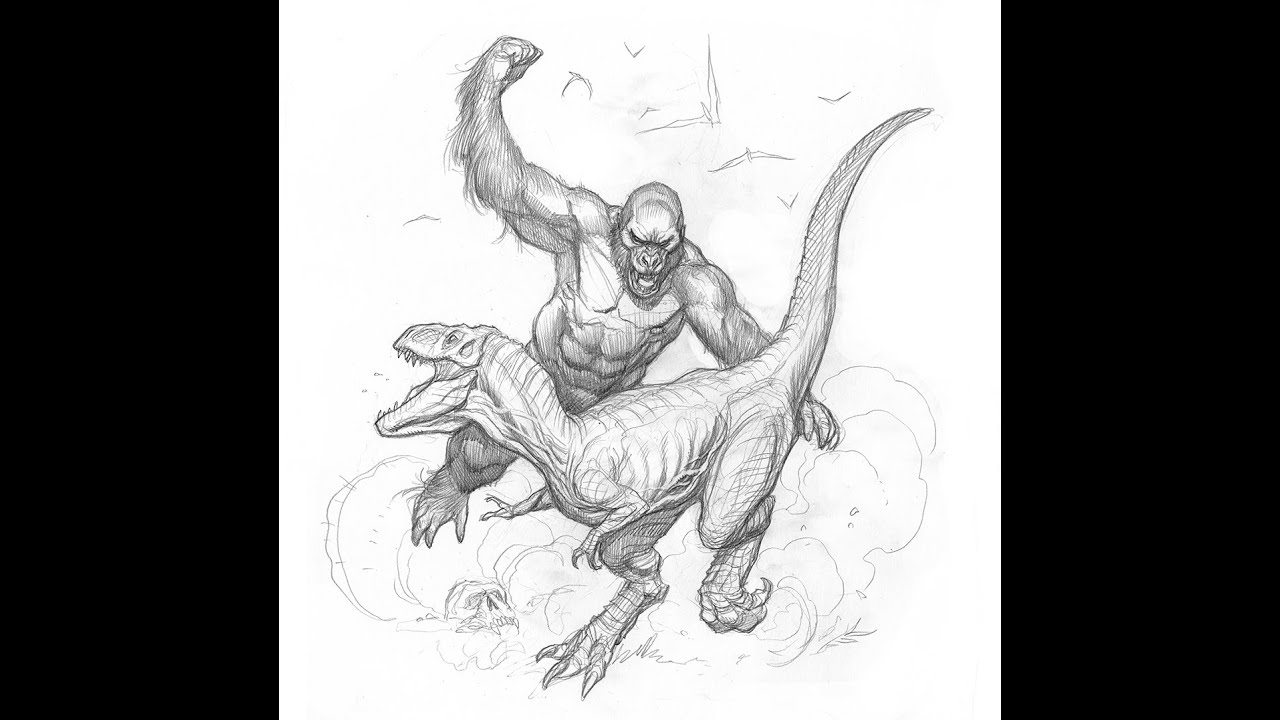 Frank Cho Drawing Demo - King Kong Versus T-Rex