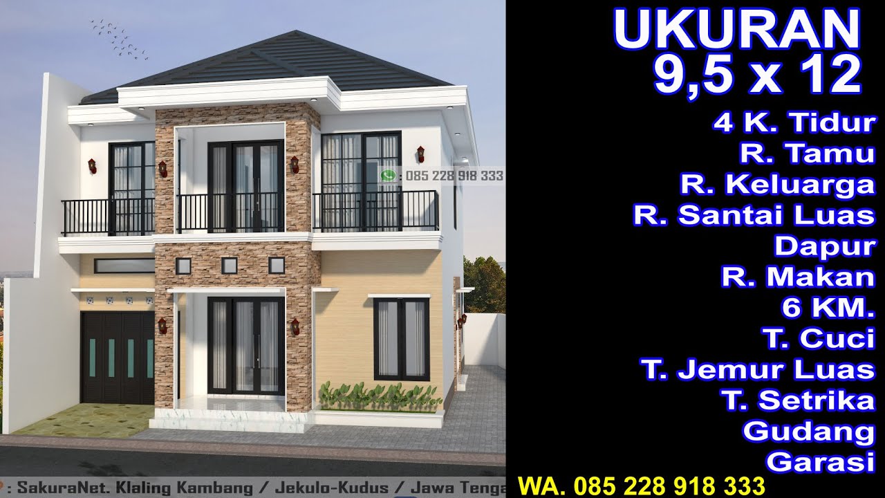 Modern House, Ukuran 9,5x12 ll 4 K. Tidur ll Desain Minimlalis Lantai 2