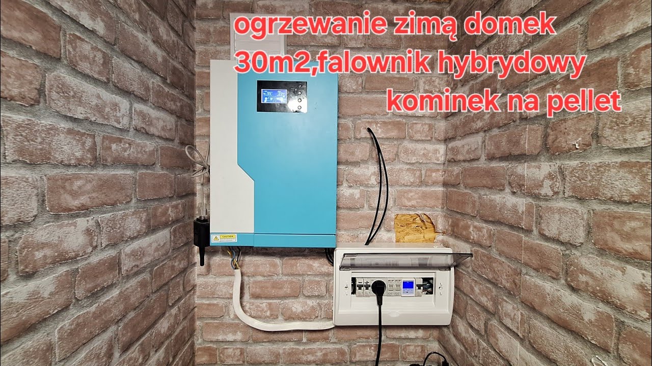 -16 C ogrzewanie na działce domek 30m2 ,panele fotowoltaiczne falownik hybrydowy kominek na pellet