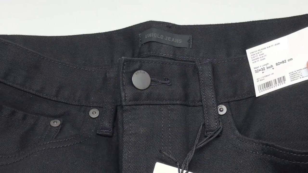 Uniqlo Men Stretch Selvedge Slim-Fit Jeans Black 🤘🏼