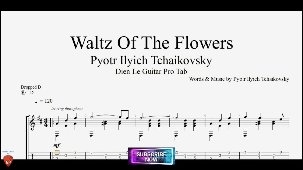 Waltz Of The Flowers by Pyotr Ilyich Tchaikovsky with Guitar Tutorial Tabs